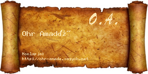 Ohr Amadé névjegykártya